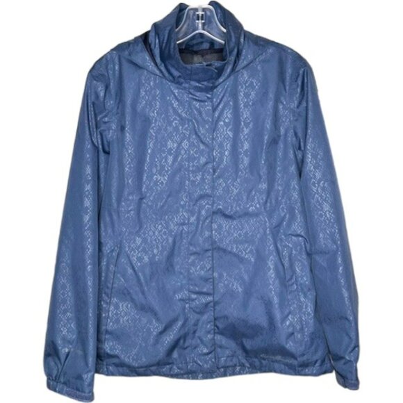 Eddie Bauer Packable Rainfoil Jacket With Zip Away Hood - Blue - M - Picture 1 of 13